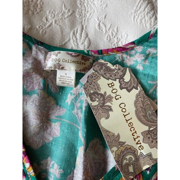 Birch 3/4 Sleeve Tie Front Flutter Blouse by BOG Collective - Size Small - Picture 7 of 12